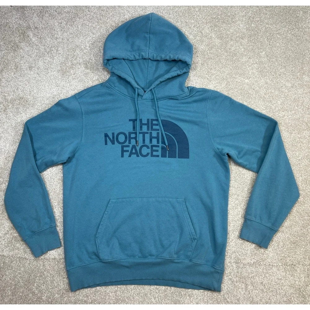 The North Face‎ Mens Logo Hoodie Pullover Sweatshirt Teal Blue Size Medium